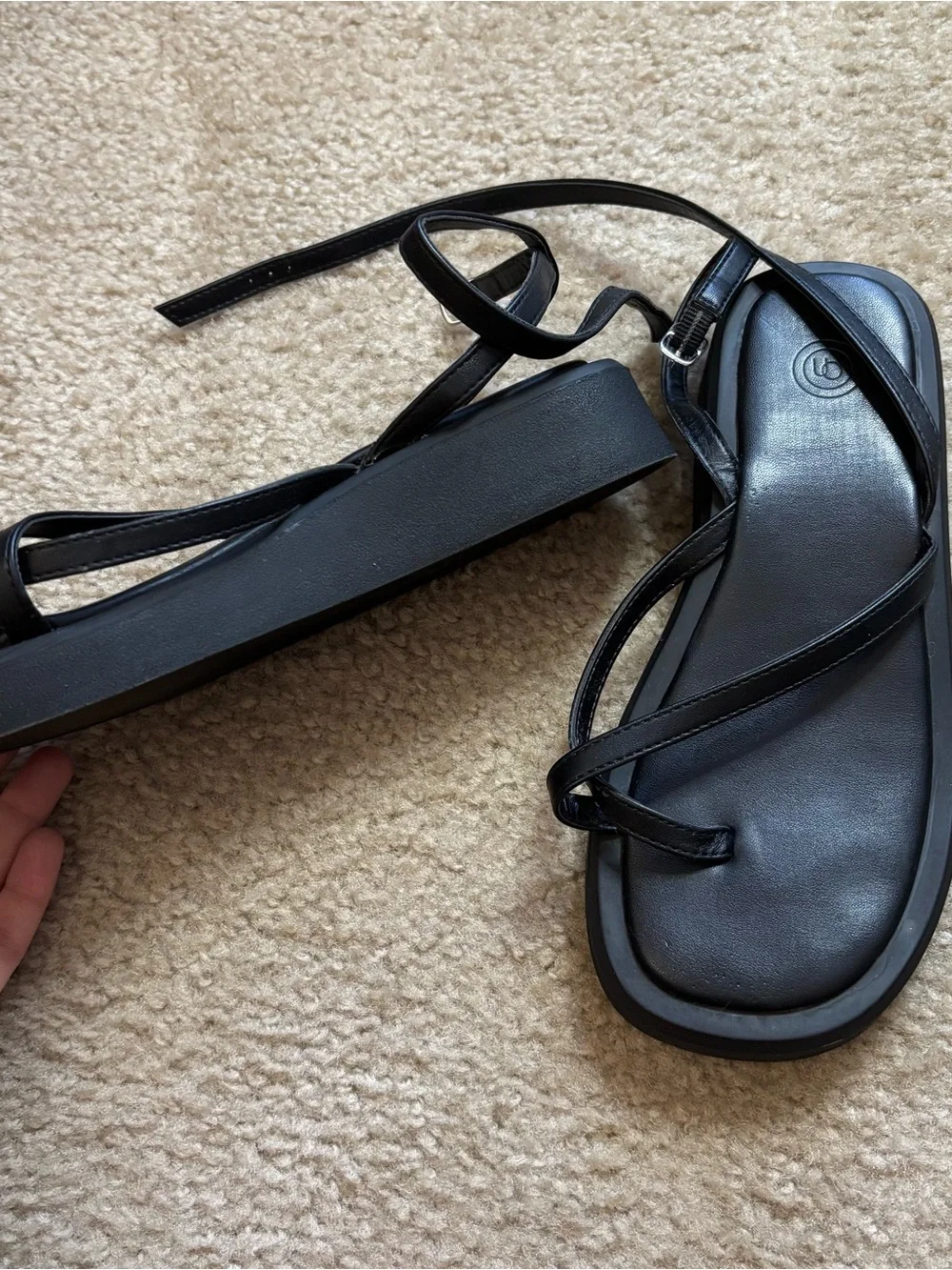 Urban Outfitters Black Strappy Ankle-Tie Sandals